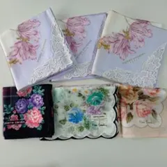 ピエール・カルダン 花柄ハンカチ 3枚&他3枚