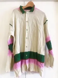 PAMM アイボリー グリーン ピンク 長袖シャツ