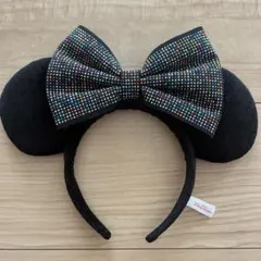 ディズニー カチューシャ　ミニー スパンコール　レインボー