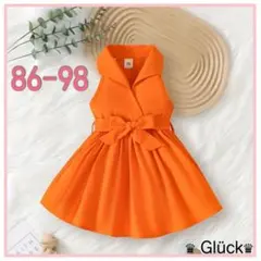 最終SALE♥️【86-98】ノースリーブ レトロワンピース オレンジ74