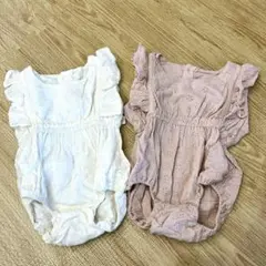 双子 色違い ノースリーブワンピース 2点セット 70-80cm
