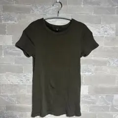 UNIQLO スーピマコットンリブクルーネックT 半袖 Tシャツ カーキM