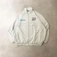 00s アンブロ ナイロンジャケット XL 白 黒 ドローコード 短丈 テック 