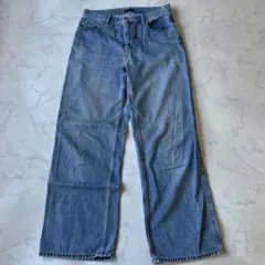 UNIQLO ユニクロ ストレートワイドデニム レディース 26 バギージーンズ