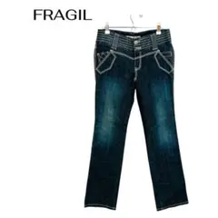 B0508FRAGILEロングデニムパンツ　フレア　個性的デザイン　ギャルのサムネイル