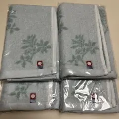 葉模様 タオルハンカチ 4枚セット