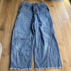W CLOSET デニムパンツ フレア フリンジ ウエストゴムのサムネイル