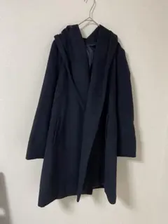 COMME CA ISM フード ローブ コート 9号 ネイビー アウター 紺色