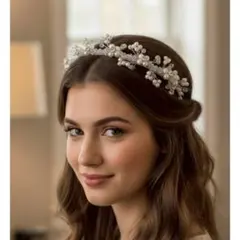 パール クリスタル ヘッドドレス ティアラ キラキラ 披露宴 七五三 発表会