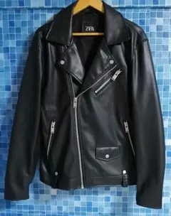 【XLサイズ 艶消し エフェクトレザー】ZARA ダブルライダースジャケット