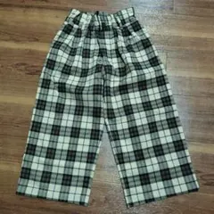 GU チェック柄 ワイドズボン 120cm