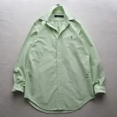 ラルフローレン ポニー刺繍 オックスフォードシャツ 長袖 ライトグリーン