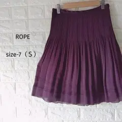 300円〜 ROPE' ロペ プリーツスカート 膝丈 パープル ボルドー 7S