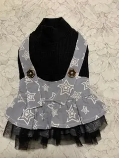 犬用 星柄サスペンダー服 グレー