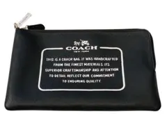 極美品 COACHコーチ インナーポーチ ロゴプリント　ブラック　レザー
