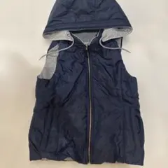 ネイビー フード付き ダウンベストリバーシブル