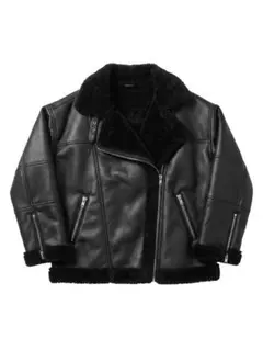 jouetie ブラックレザーシェルパジャケット