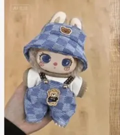 クマ耳付きデニムオーバーオールぬいぐるみ服