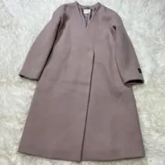 美品 組曲 マンテコ社生地 ノーカラーコート ピンクベージュ 1 M相当