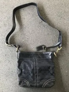 値下げ coach leather × canvas shoulder bag