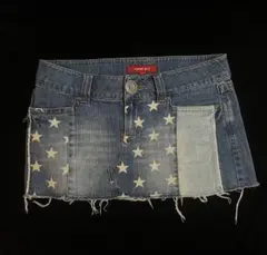 tommy girl スター柄 デニム ミニスカート　ローライズ　星のサムネイル