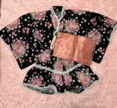 浴衣ドレス 黒ピンク 桜 大人