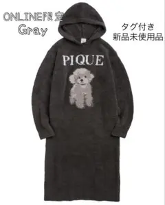 ジェラートピケ　トイプードルジャガードワンピース　DOG ドレス