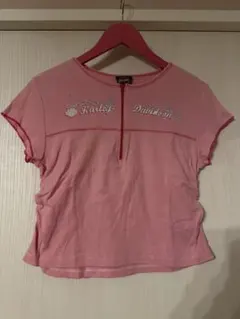 Harley-Davidson ハーフジップ リメイクTシャツ ピンク mumu