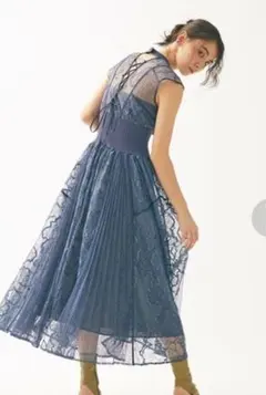 SNIDEL スイッチングレースドレス　ブルー