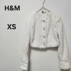 H&M ショート ジャケット XS ホワイト クロップド丈 ショート丈