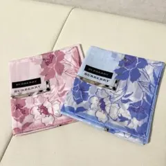 バーバリー 花柄ハンカチ色違い2枚