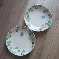 未使用！　Afternoon Tea 花と蝶の模様 深皿 2枚セット