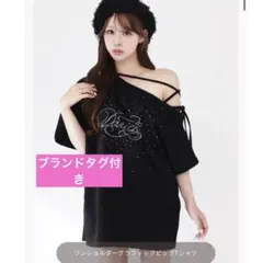 Darich ダーリッチ ワンショルダーグラフィックビッグTシャツ ブラック