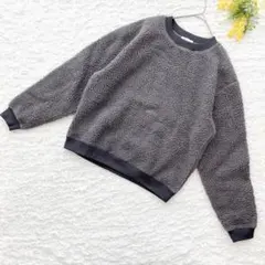 美品✨アデイインザライフ　ポリエステルボアクルーネックトップス　F グレー　長袖