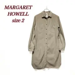 マーガレットハウエル　ロングシャツワンピース　ベージュ2