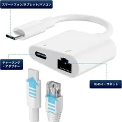 Cイーサネット用 アダプター[ MFi認証] 2イン1 USB Type C