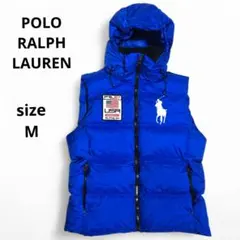 完売品 ポロラルフローレン ダウンベスト ビッグポニー USAパッチ M 青