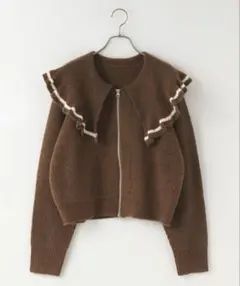 LOWRYS FARM フリルＺＩＰカーディガン　581123　ブラウン