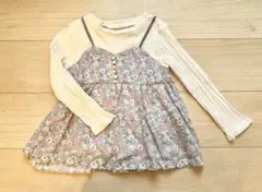 【petit main プティマイン】花柄 切り替え チュニック 110