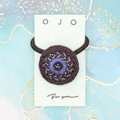 くるみボタン刺繍ヘアゴム　 No.005
