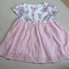 bebe 花柄 ピンク　半袖ワンピース