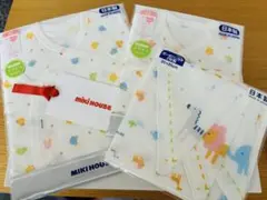 MIKI HOUSE ベビー肌着 50cm （２種）+ガーゼハンカチ2枚組×2