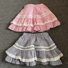 フリル付きチェック柄スカート2枚セットのサムネイル