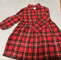 OLD NAVY 赤 チェック柄 長袖ワンピース M