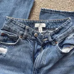 H&M ダメージ加工 ワイドレッグデニムパンツのサムネイル
