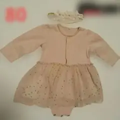 ピンク フリル付きドレス ヘアバンド付き　ディモワ