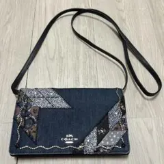最終価格！COACHデニムパッチワークウォレットショルダー