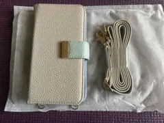 iPhone17用 手帳型ケース ストラップ付き くすみカラー