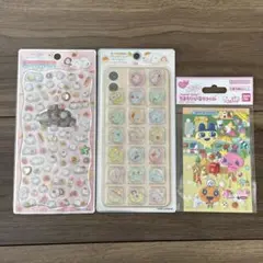 34【３点セット】ジュエルプチドロップ おはじきシール シマエナガ だいふく