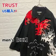 ●B434【US輸入】 TRUSTシャツ ブラック系 men's【2XL】
